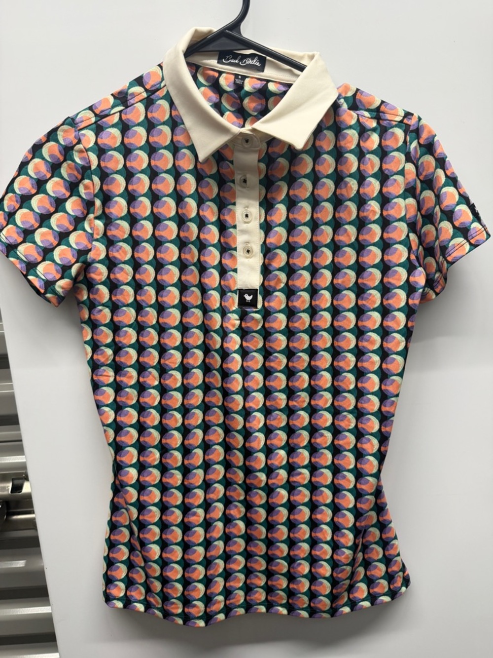 Bad Birdie Abstract Print Golf Polo nwot small new